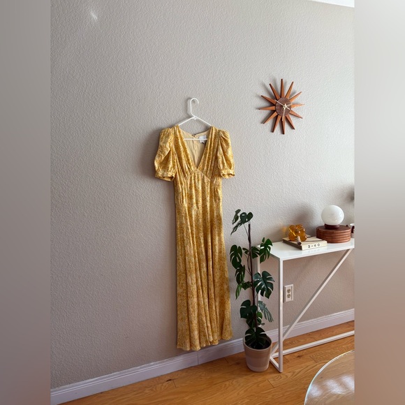 Reformation Naira Yellow Floral Dress NWT sz 8 Golden Meadow - Picture 6 of 10